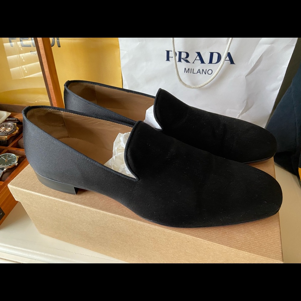 Christian Louboutin Black Satin slip on